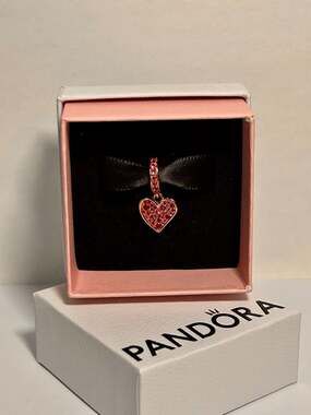 Pandora Rose Gold Pavé Freehand Heart Dangle Charm